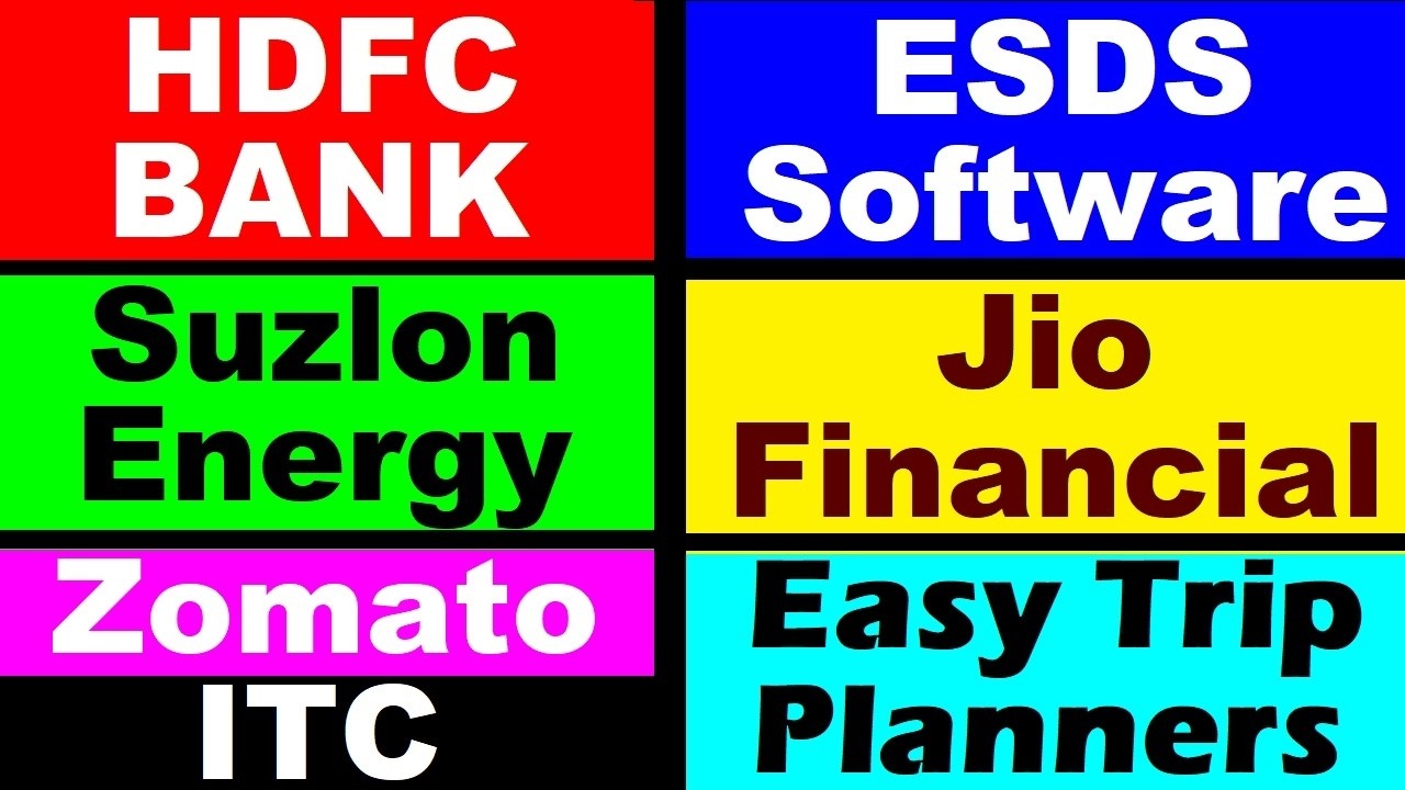 Suzlon Energy ⚫ ITC ⚫ ESDS Software ⚫ Jio Financial ⚫ HDFC BANK ⚫ Zomato ⚫ Easy Trip Planner ⚫ SMKC