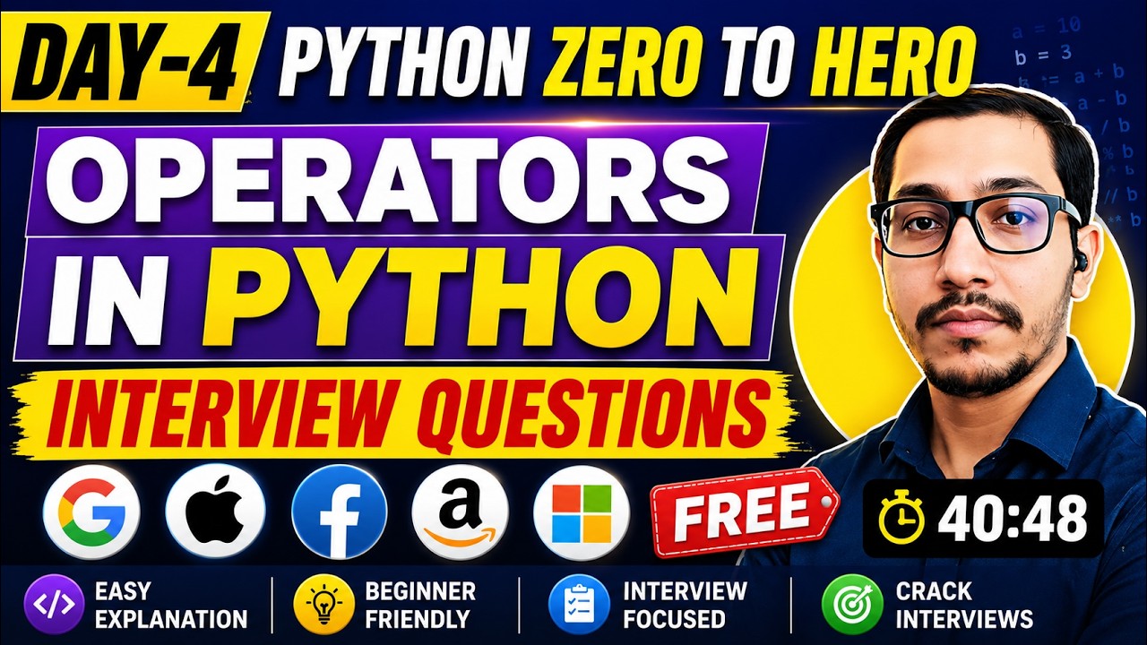 Python Full Course | Python Arithmetic, Comparison & Logical Operations | Interview Questions
