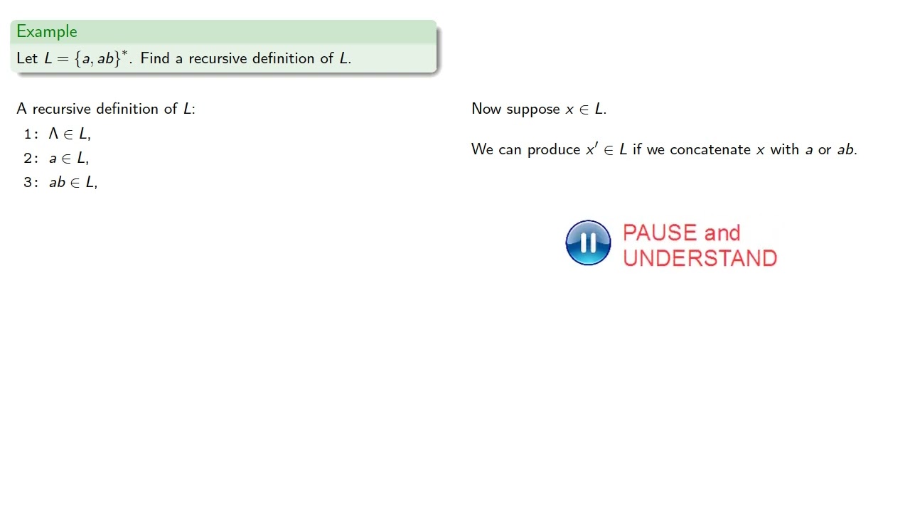 Formal Languages and Recursive Definitions