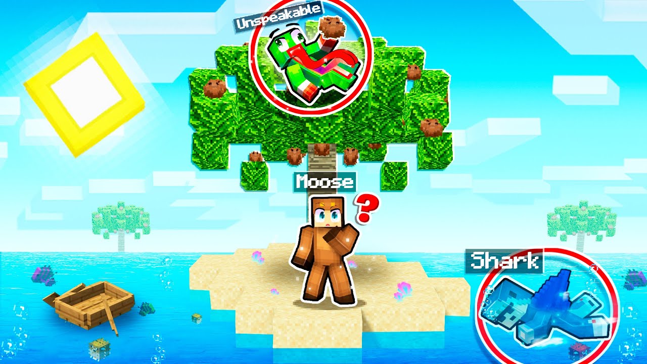 PLAYING HIDE and SEEK on UNSPEAKABLE's ISLAND in MINECRAFT! (UNSPEAKABLE vs MOOSE vs SHARK)