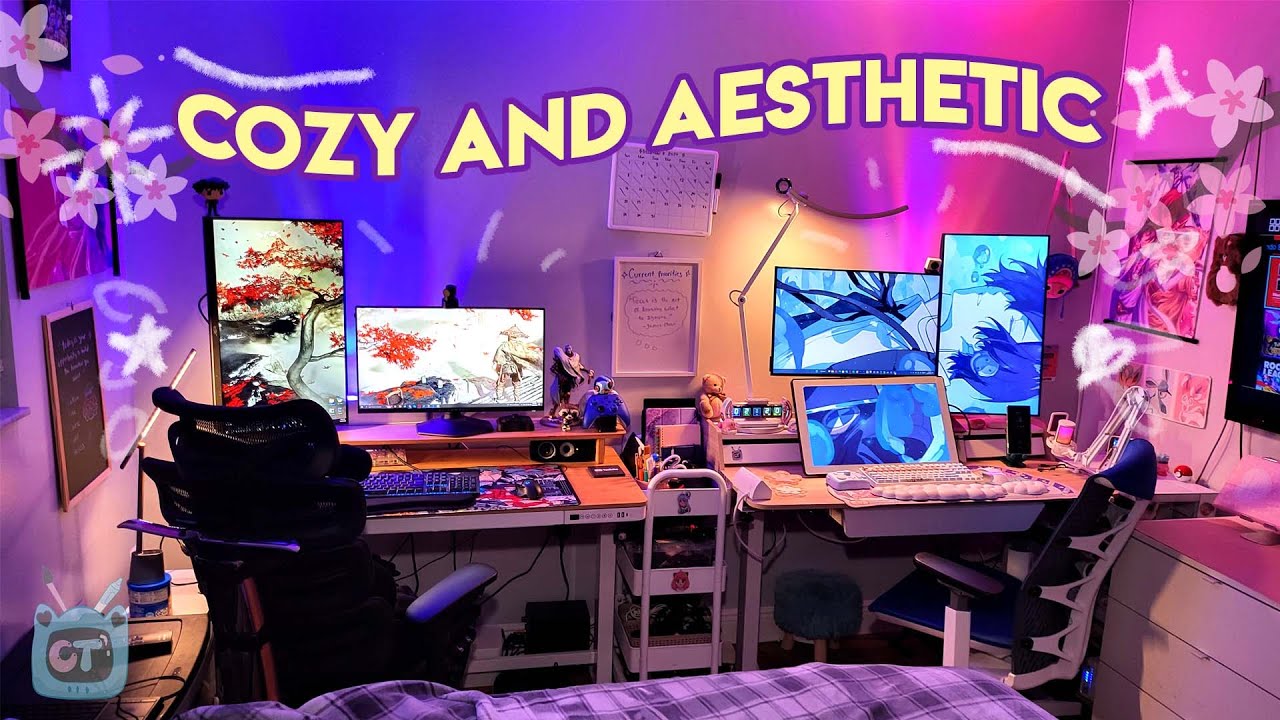 Couple Desk Setup & Room Tour 🌱 Gaming & Digital Art