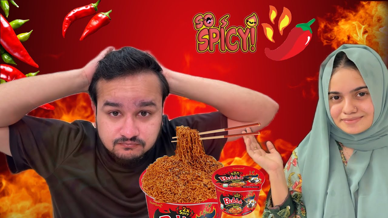 HUSBAND VS WIFE spicy noodle challenge🔥😂|yusra to darpook nikli😅