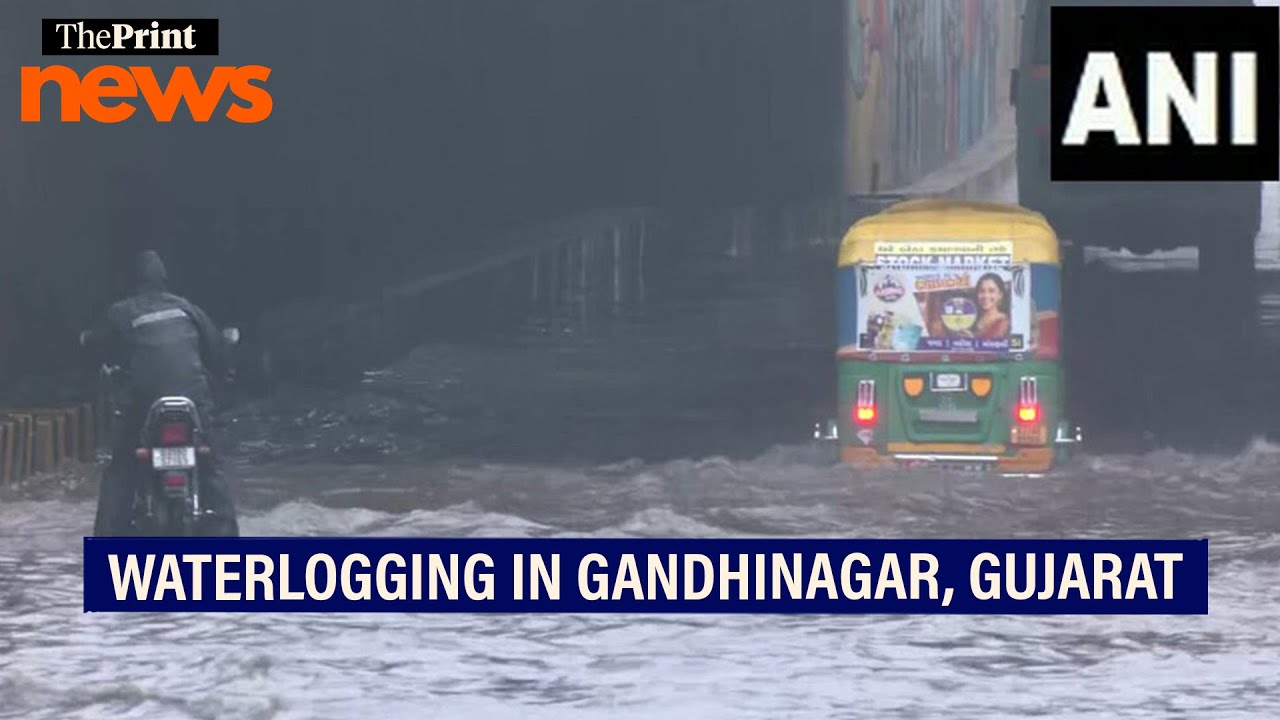 Waterlogging in several parts of Gandhinagar, Gujarat following heavy rain