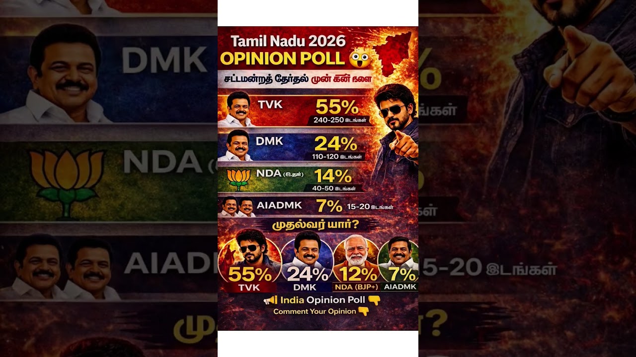 Tamil Nadu 2026 😳 DMK vs TVK Close Fight! Who Will Win? | India Opinion Poll #tamilnaduelection2026