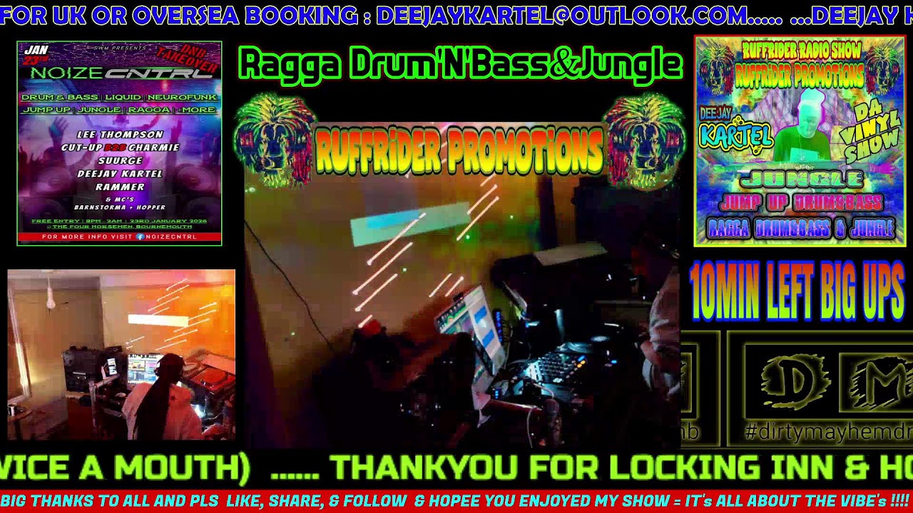 RUFFRIDER RADIO SHOW  DA SOUNDS OF DEEJAY KARTEL OO DIRTY MAYHEM DNB FROM 1-3PM