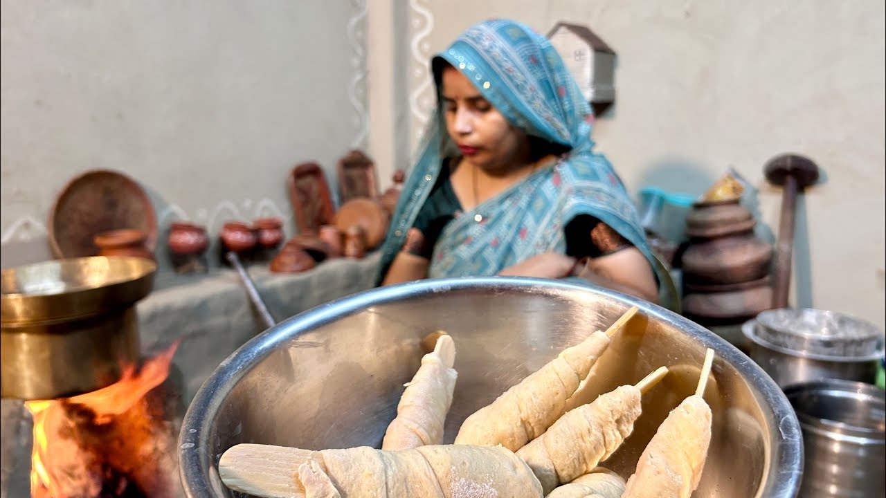 चूल्हे पर सोया चाप और रोटी #villagefood #livecooking