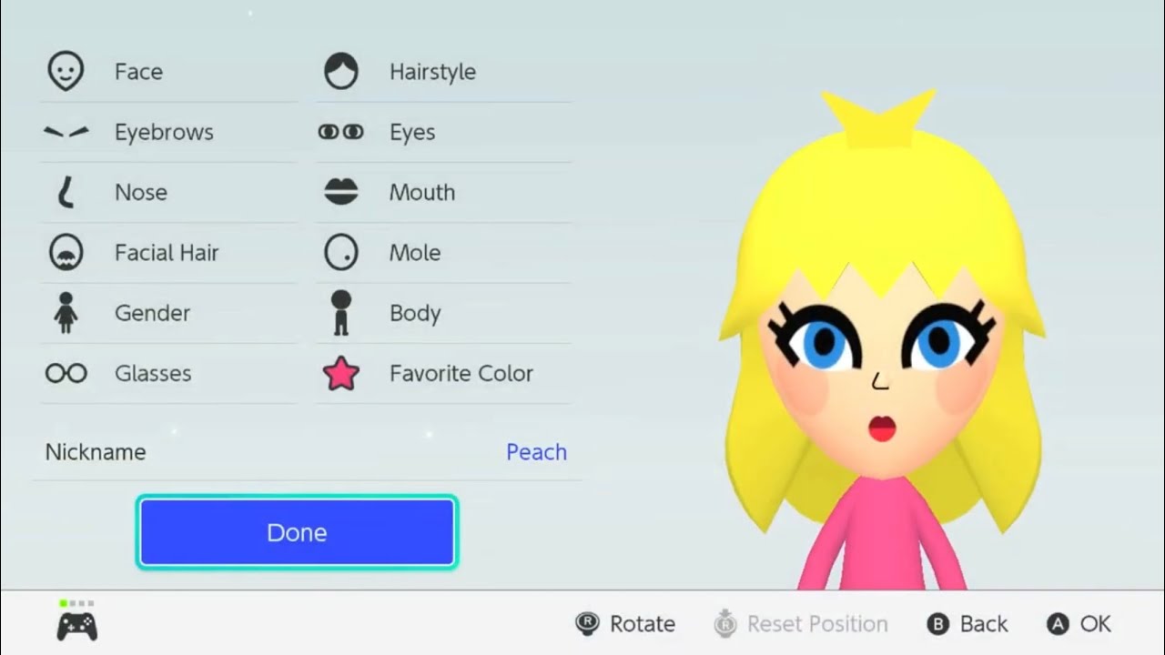 How to make a Princess Peach mii