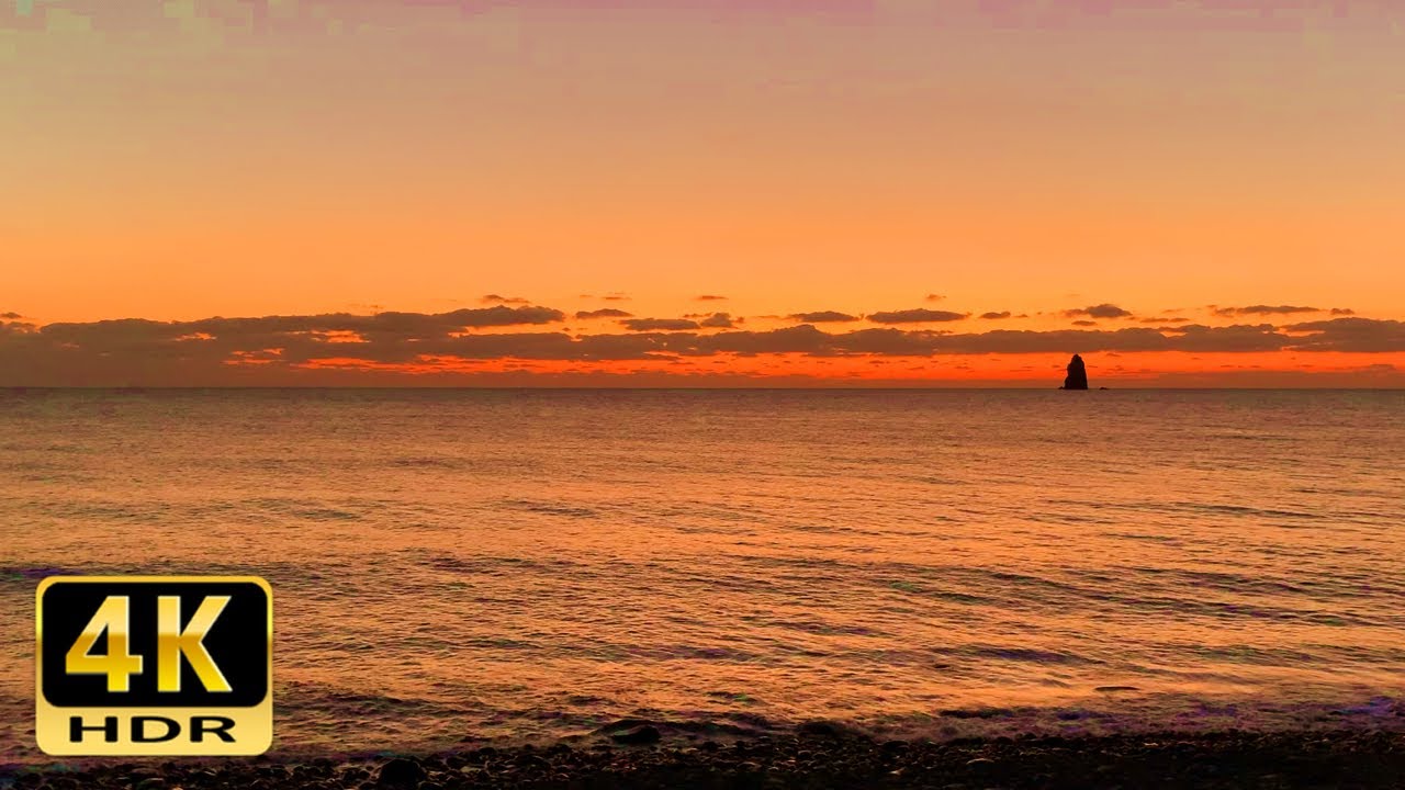 【海の音】4K 夕暮れ時の波の音でリラックスする1時間23分
