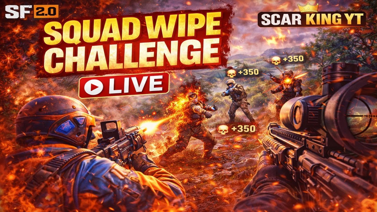 Squad Wipe Challenge LIVE 🔥💀 | No Mercy Mode Activated | ScarFall 2.0
