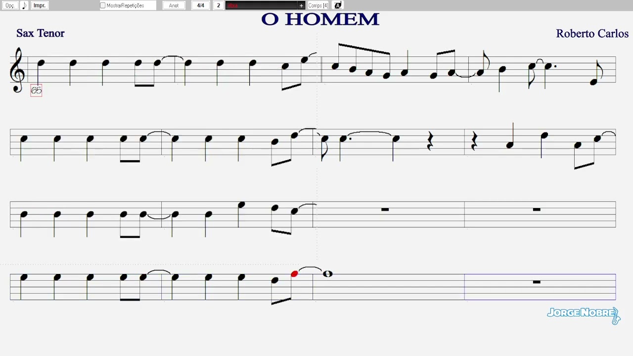 🎵🎷Sax Tenor Vídeo Partitura O HOMEM - Roberto Carlos