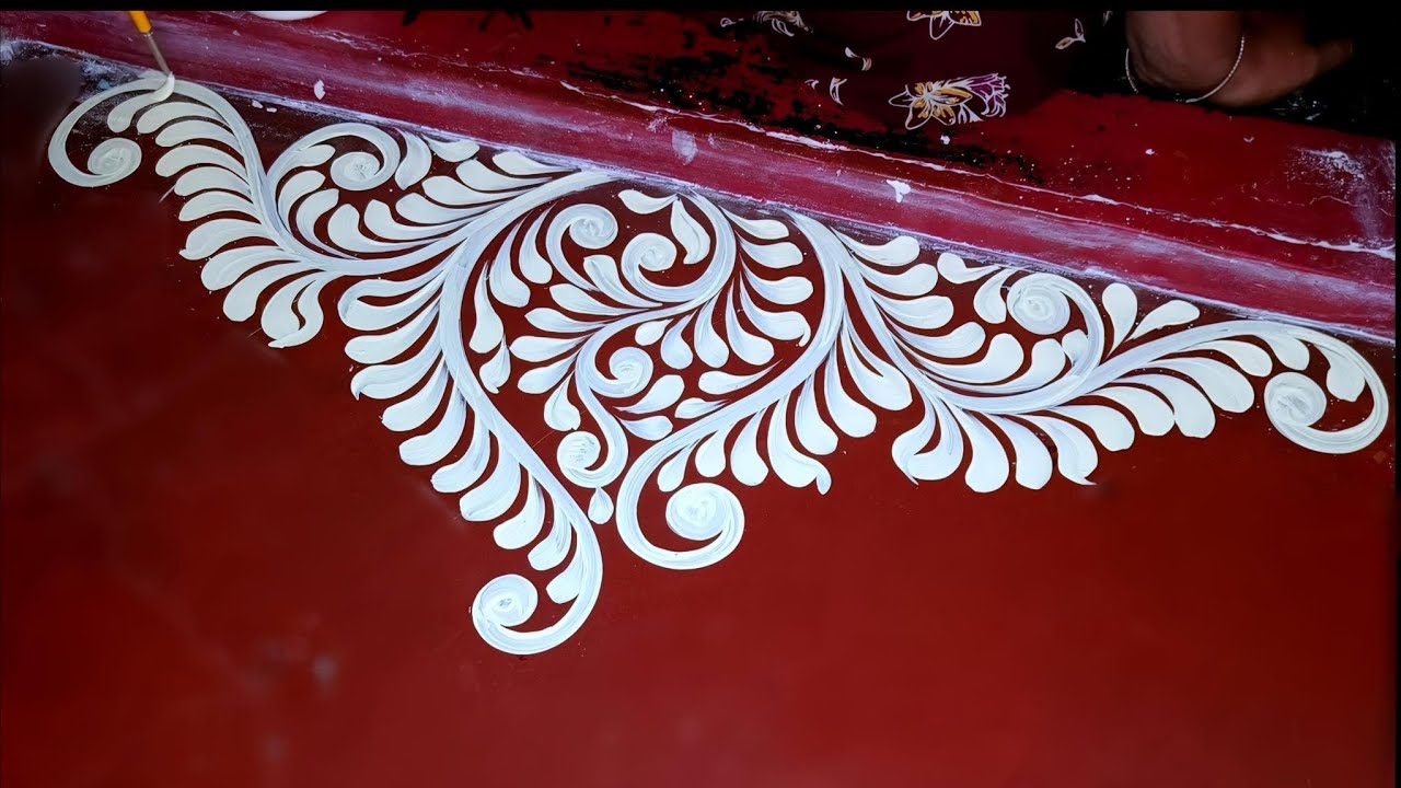 Beautiful door alpona design/Step by step alpona design/easy door art 