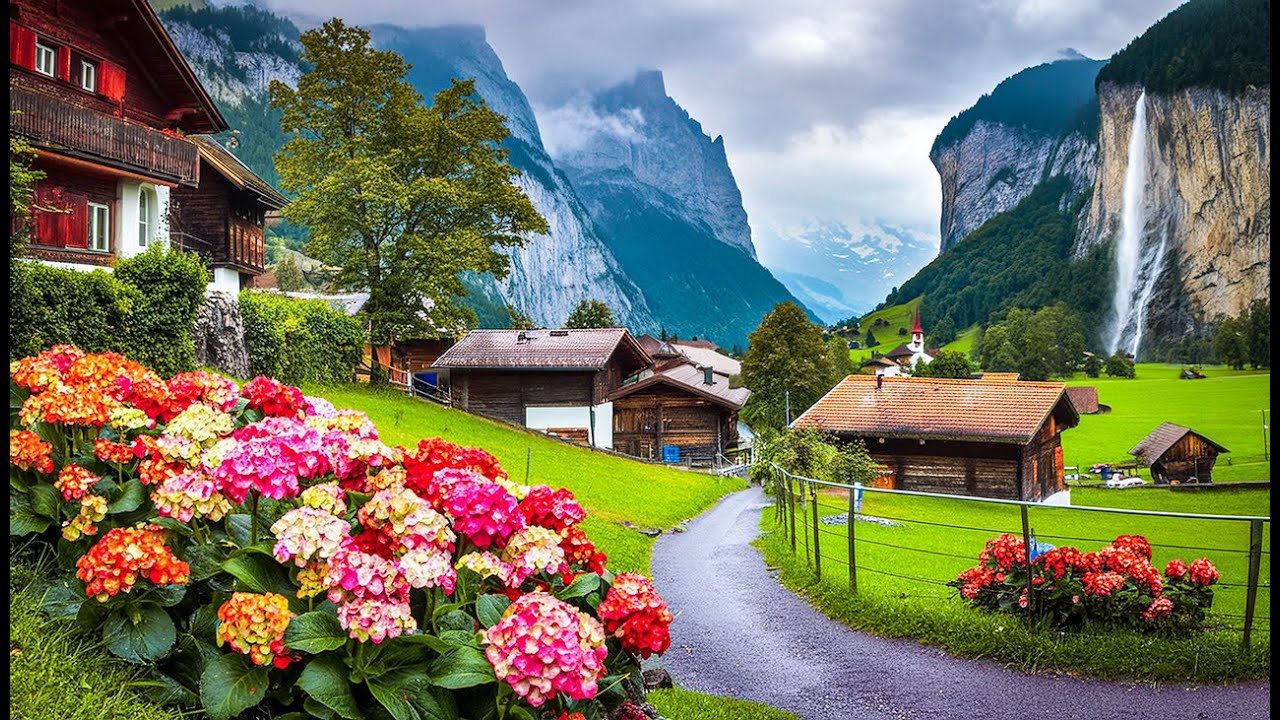 Lauterbrunnen,Switzerland 🇨🇭 | 4k Rainy walk  in the most beautiful Swiss village