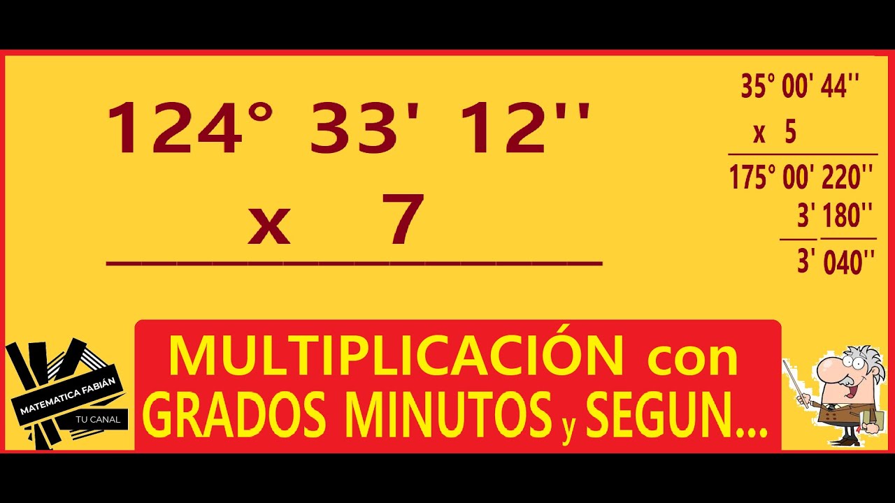 MULTIPLICACIÓN de ÁNGULOS con GRADOS MINUTOS y SEGUNDOS (paso a paso) EJEMPLOS y EJERCICIOS.