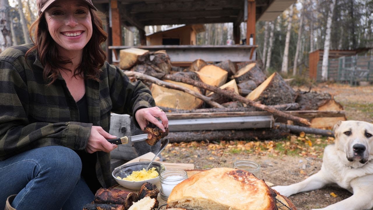 Масло из лосиного костного мозга + закваска, приготовленная на огне | Alaska Homestead Cooking