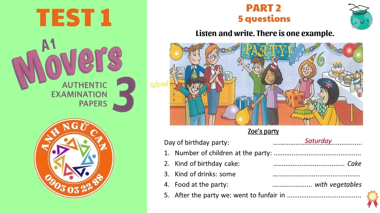 Movers 3 Listening Test 1- Authentic Examination Papers - For Educational Purposes Only