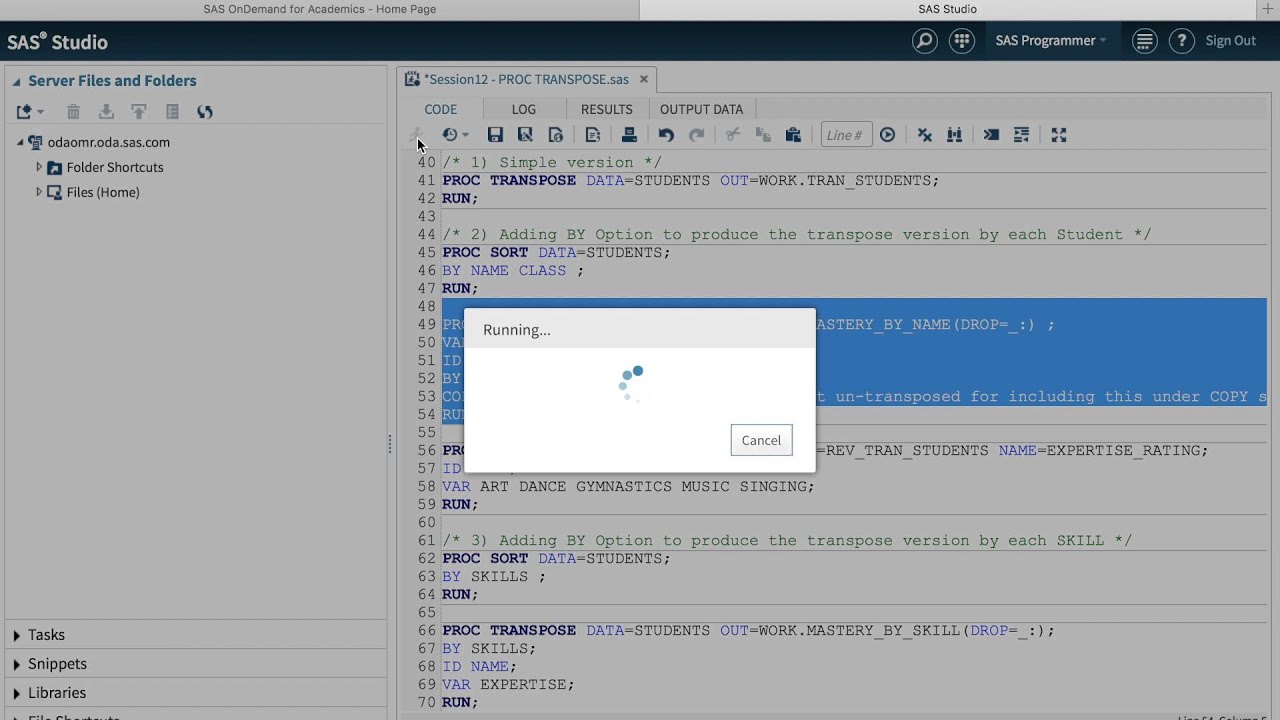 SAS Basics 12 PROC TRANSPOSE Basics