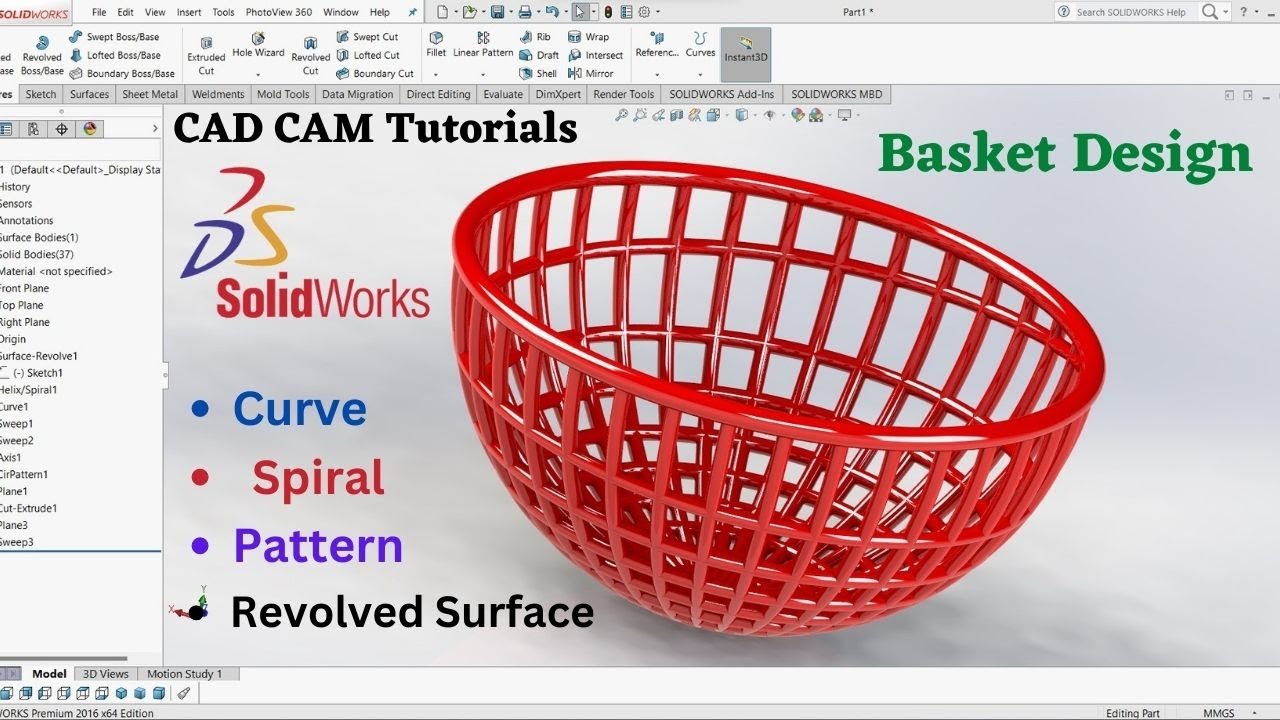 SolidWorks: Basket Design |  Basket Design in SolidWorks | CAD CAM Tutorials |