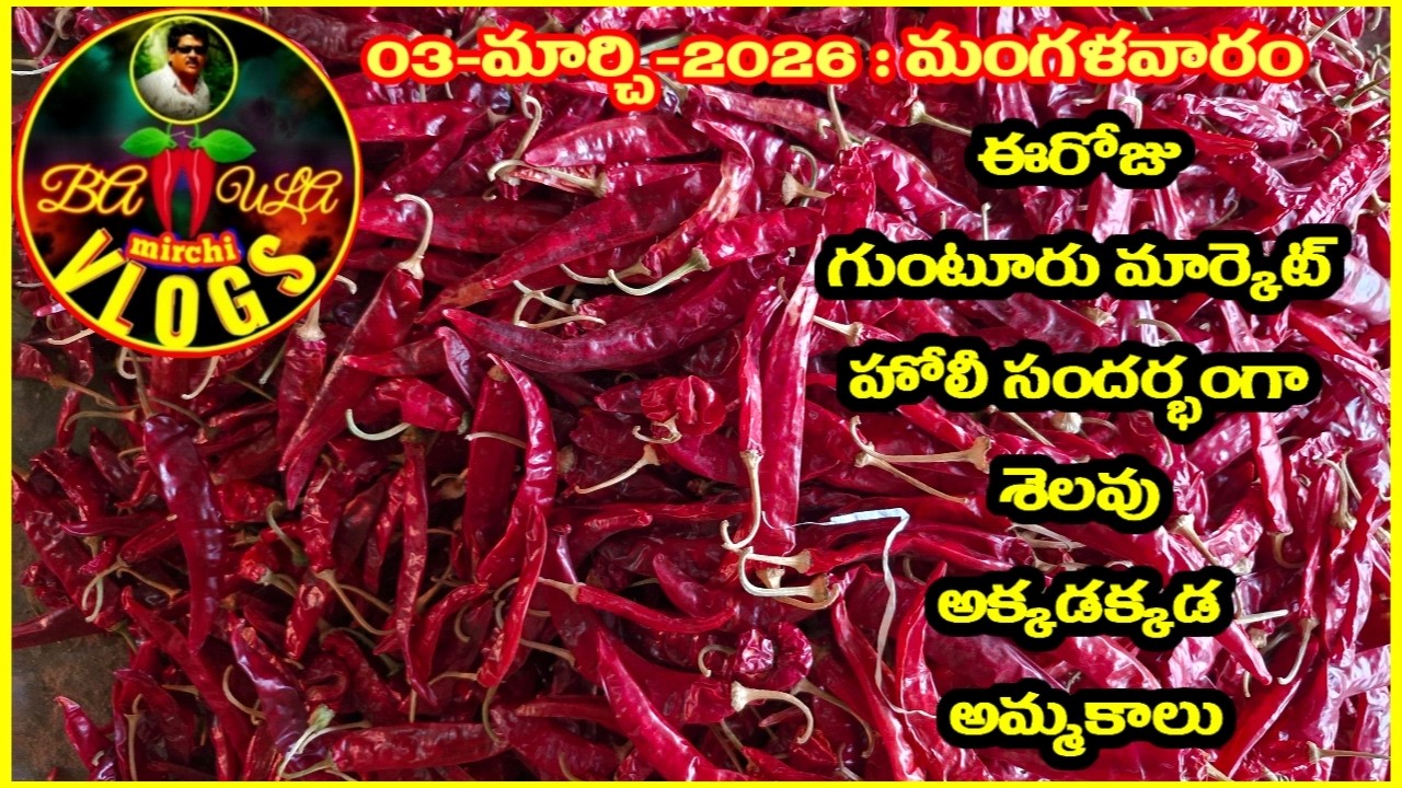 03- MARCH-2026 ఈరోజు మార్కెట్ యార్డ్ కి శెలవు|మార్కెట్ లో అక్కడక్కడ అమ్మకాలు కొనుగోళ్లు వ్యాపారాలు 
