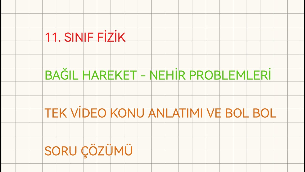 11 SINIF FİZİK + BAĞIL HAREKET + NEHİR PROBLEMLERİ + TEK VİDEO + KONU ANLATIMI + SORU ÇÖZÜMÜ