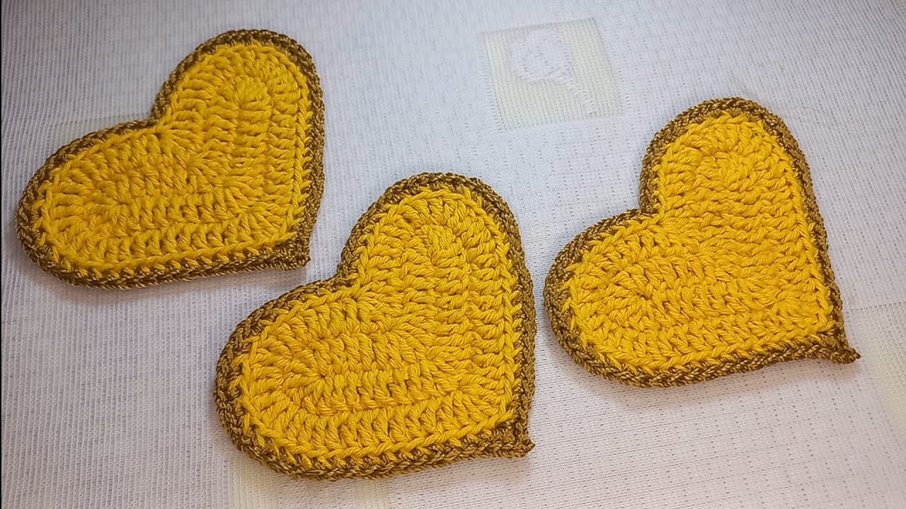 Coração de crochê para aplicação #crochet #artesanato