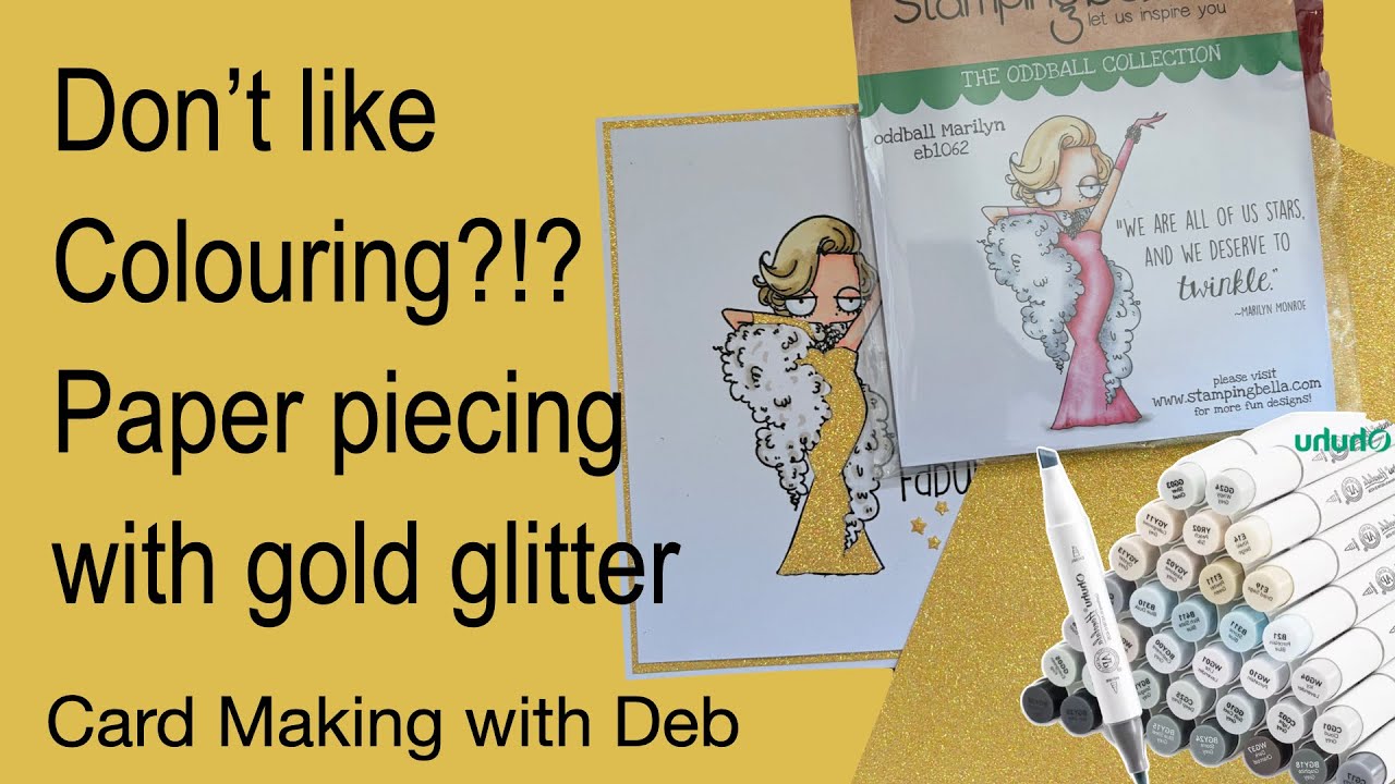 Paper piecing with glitter card stock - stamping Bella Oddball Marilyn