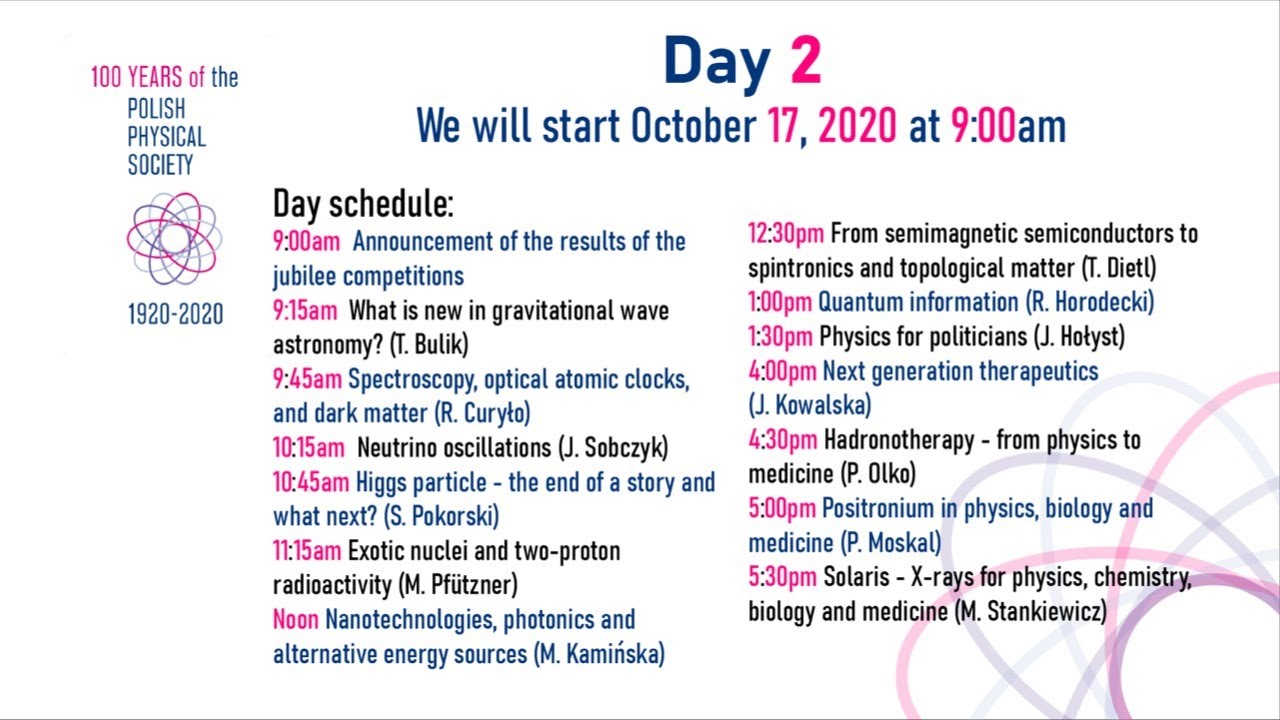 Extraordinary Congress of Polish Physicists &ndash; Day 2