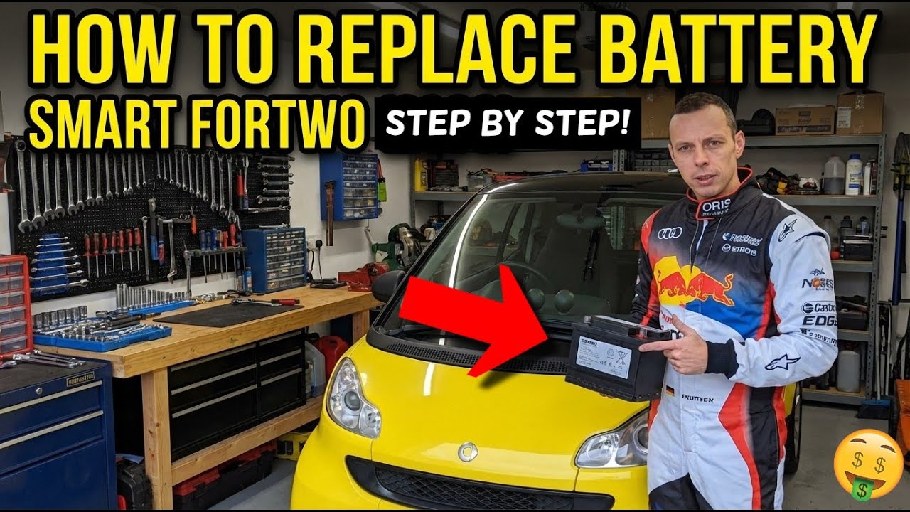 Как заменить аккумулятор в Smart ForTwo 2008 2009 2010 2011 2012 2013 2014, расположение и замена...