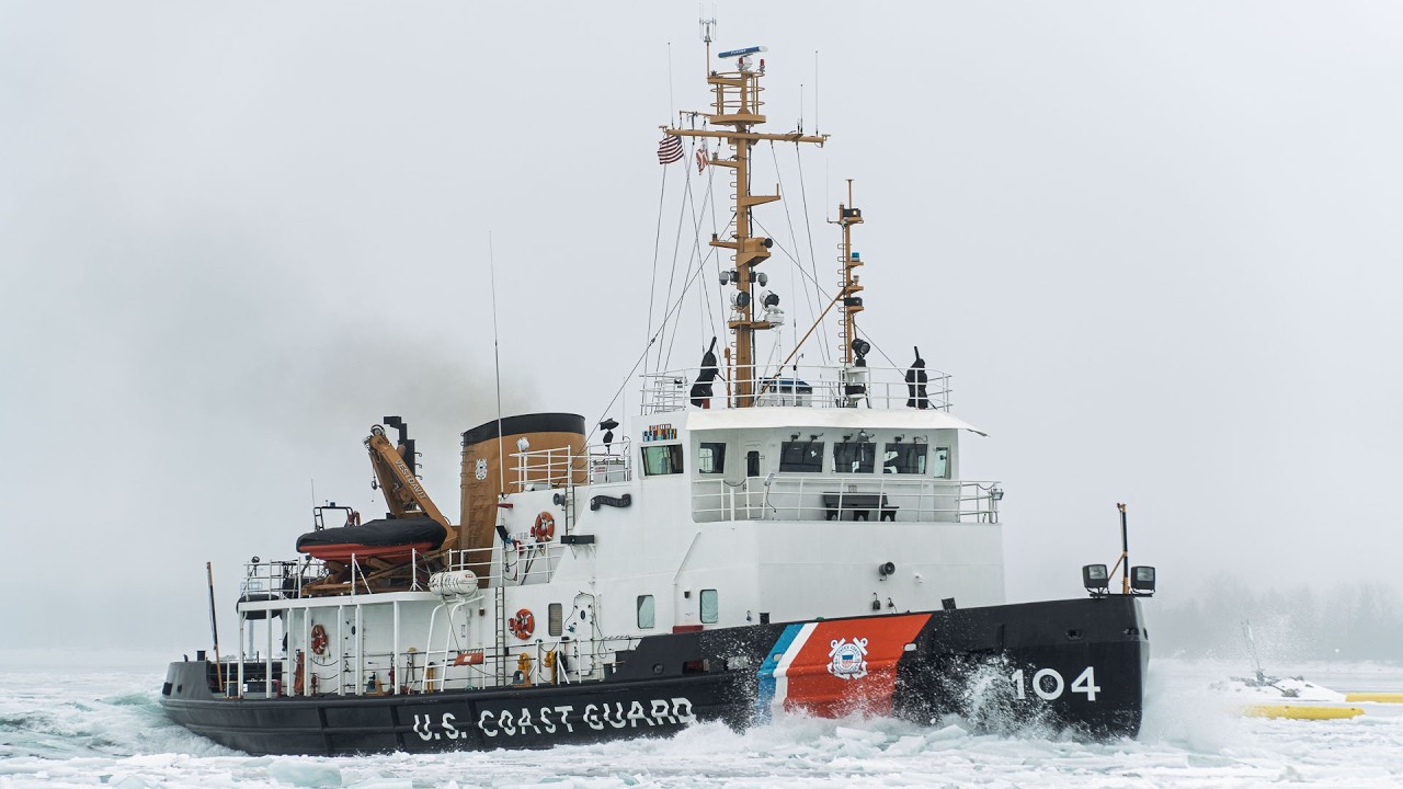 Live at Rotary Park with the USCGC Biscayne Bay breaking up the ice jam!