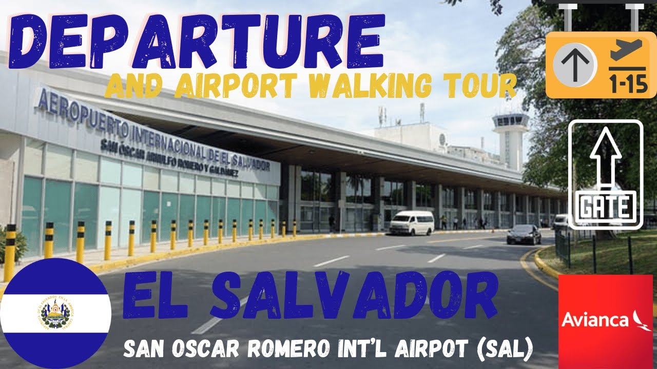 EL SALVADOR INT'L AIRPORT (SAL) DEPARTURE, AIRPORT TOUR AND TAKEOFF  AVIANCA AIRLINES AIRBUS A320