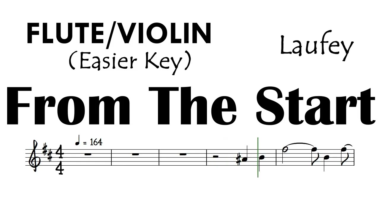 FROM THE START Flute Violin Easier Key Sheet Music Backing Track Partitura  Laufey