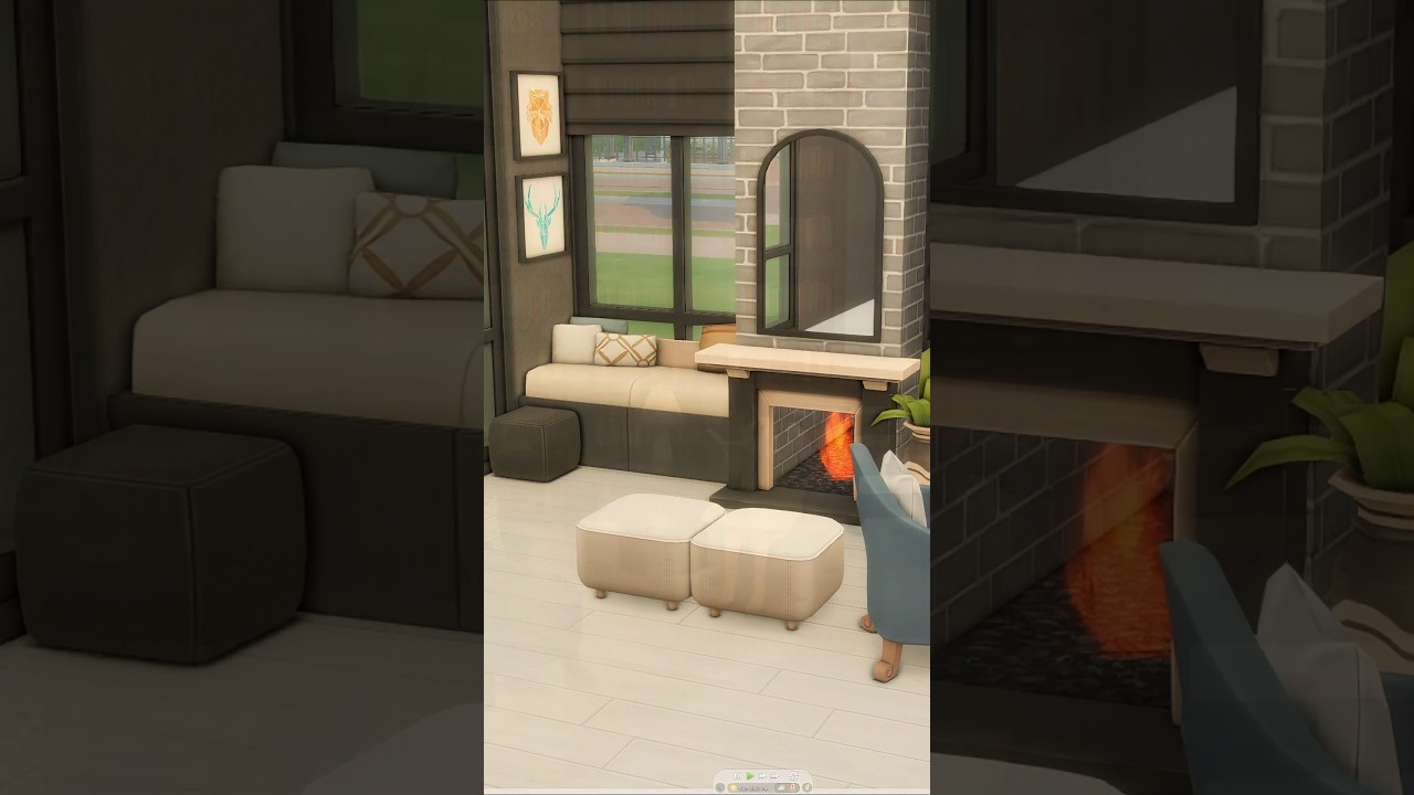 Cozy Fireplace & Window Corner Sofa  &nbsp;#thesims4 #sims4tips #sims4buildingidea #sims4tutorial #sims4