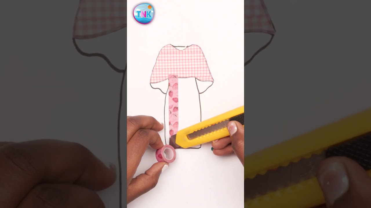 Beautiful Dress decor using washi tape #kidsart #design #artforkids #diycrafts #howtodraw #artwork