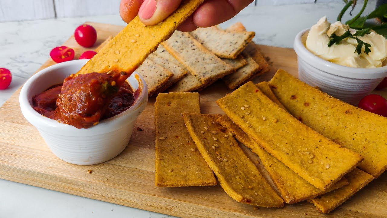 3 Ingredients Healthy Snacks | Vegan Crackers recipe | Gluten-free