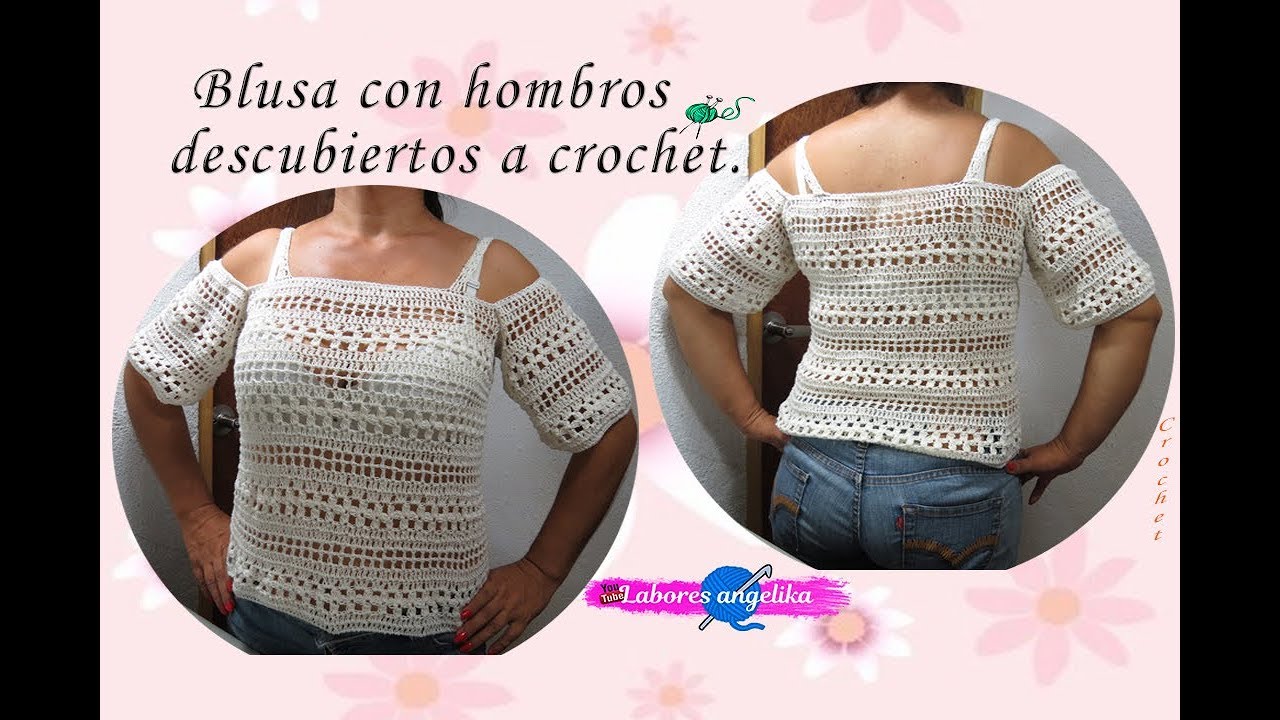 BLUSA CON HOMBROS DESCUBIERTOS A CROCHET. | Labores Angélika |