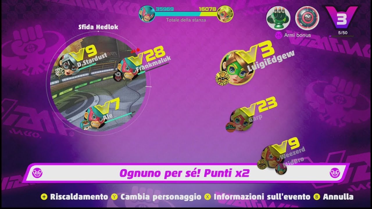 ARMS (Switch) Party Crash: Battle for Stardom - Spring Man vs. Ribbon Girl - Event - Gameplay ITA