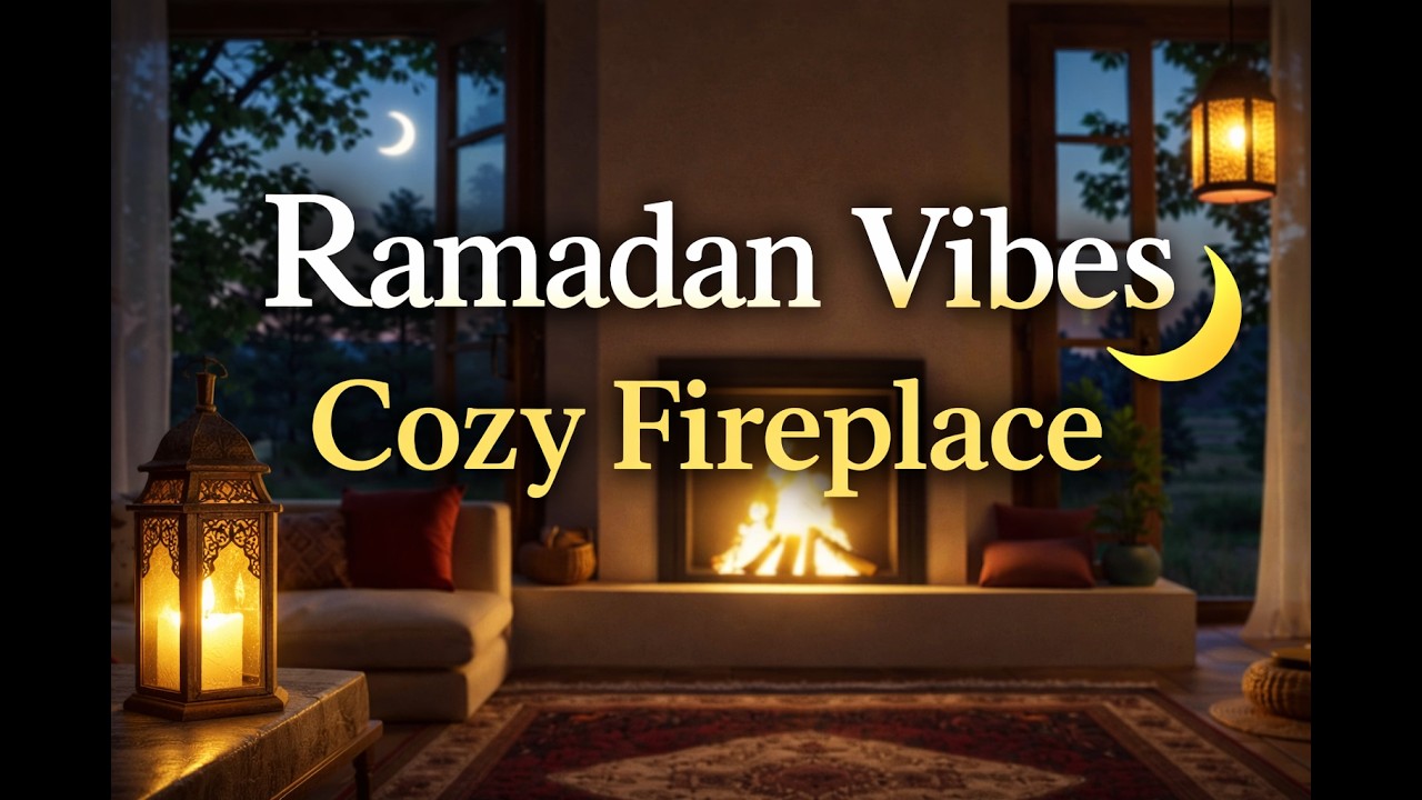 Ramadan Vibes 🌙 Cozy Fireplace Ambience | Relaxing Islamic Music | Peaceful Ramadan Night Background