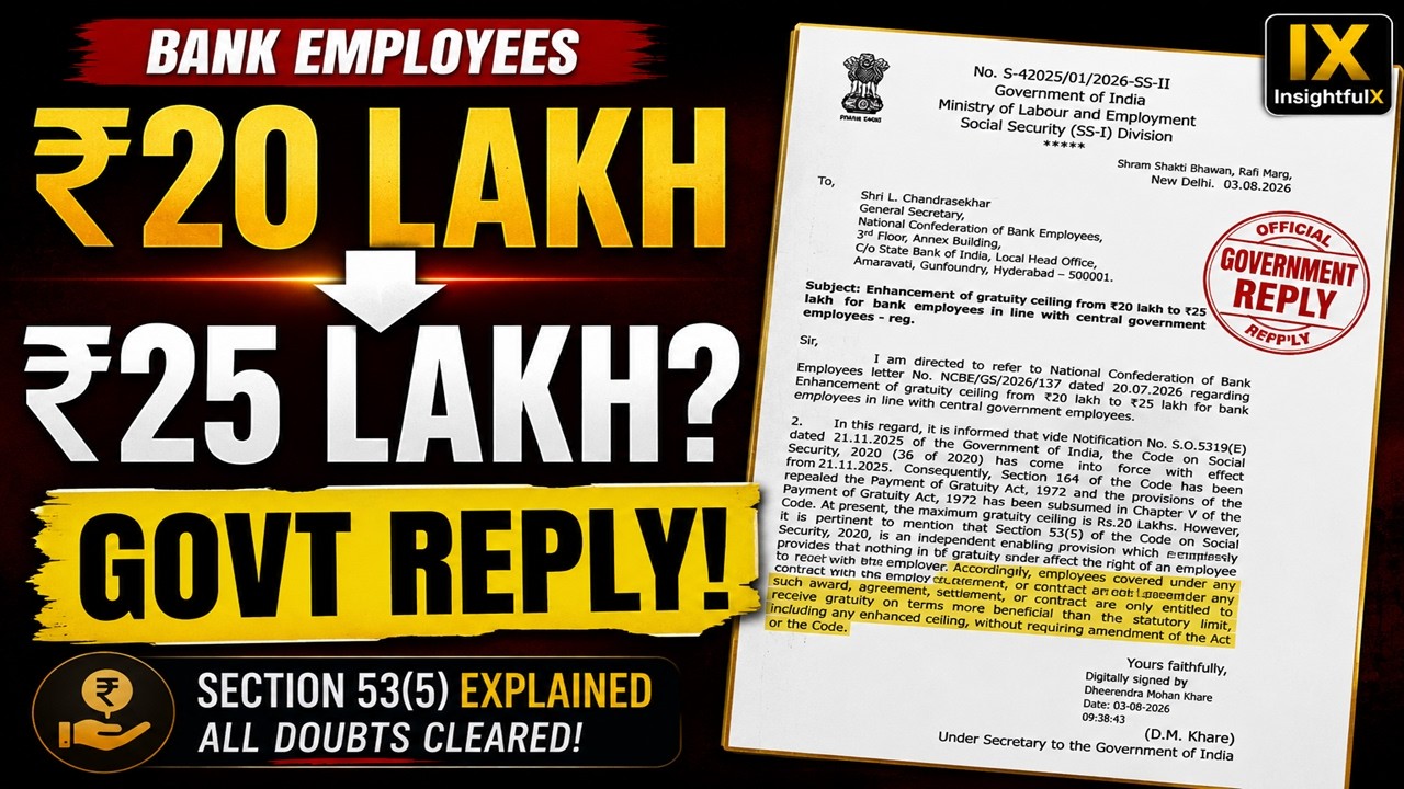 Bank Employees' Gratuity | Government Reply on ₹25 Lakh Gratuity