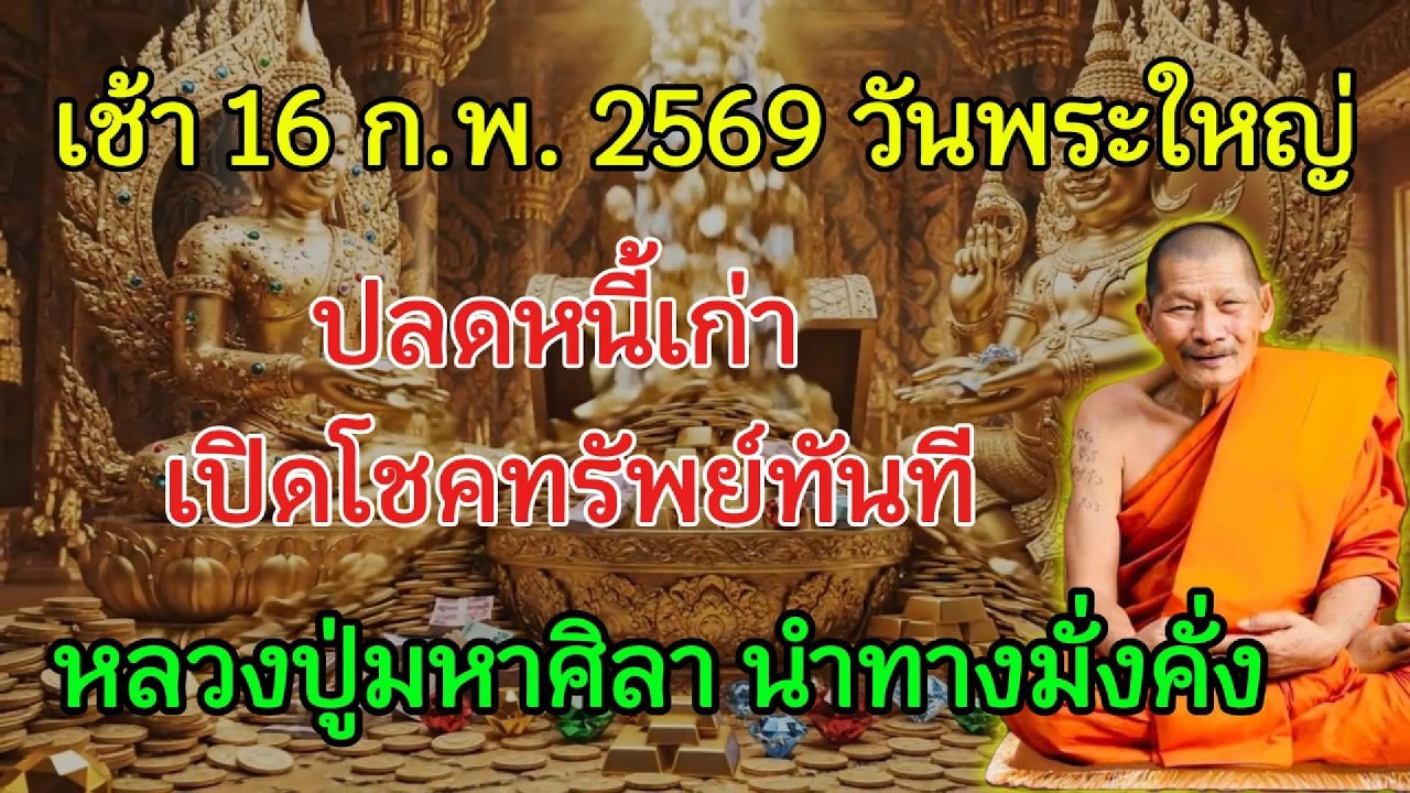 16 ก.พ. 2569 คืนสิ้นปีพุทธศักราช หลวงปู่มหาศิลา ยืนยันล้างหนี้เก่า เปิดโชคทรัพย์ใหม่