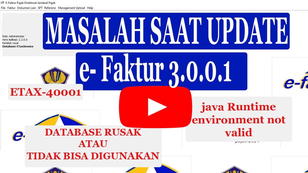 masalah saat update efaktur 3.0 #erroretax10001 #efakturerror #databasetidakbisadibuka #efaktur30