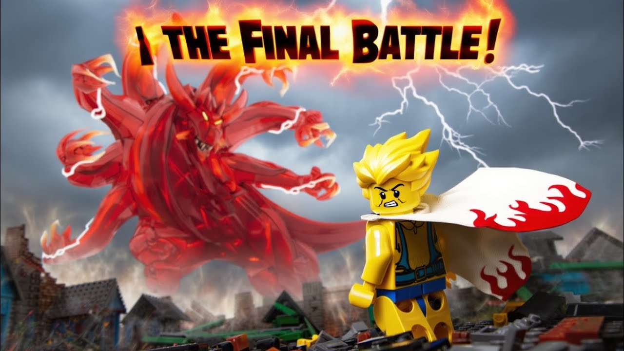 LEGO The Yellow Guardian vs Nine-Tailed Beast ⚡ Epic Final Battle | AI Animated LEGO Movie 4K