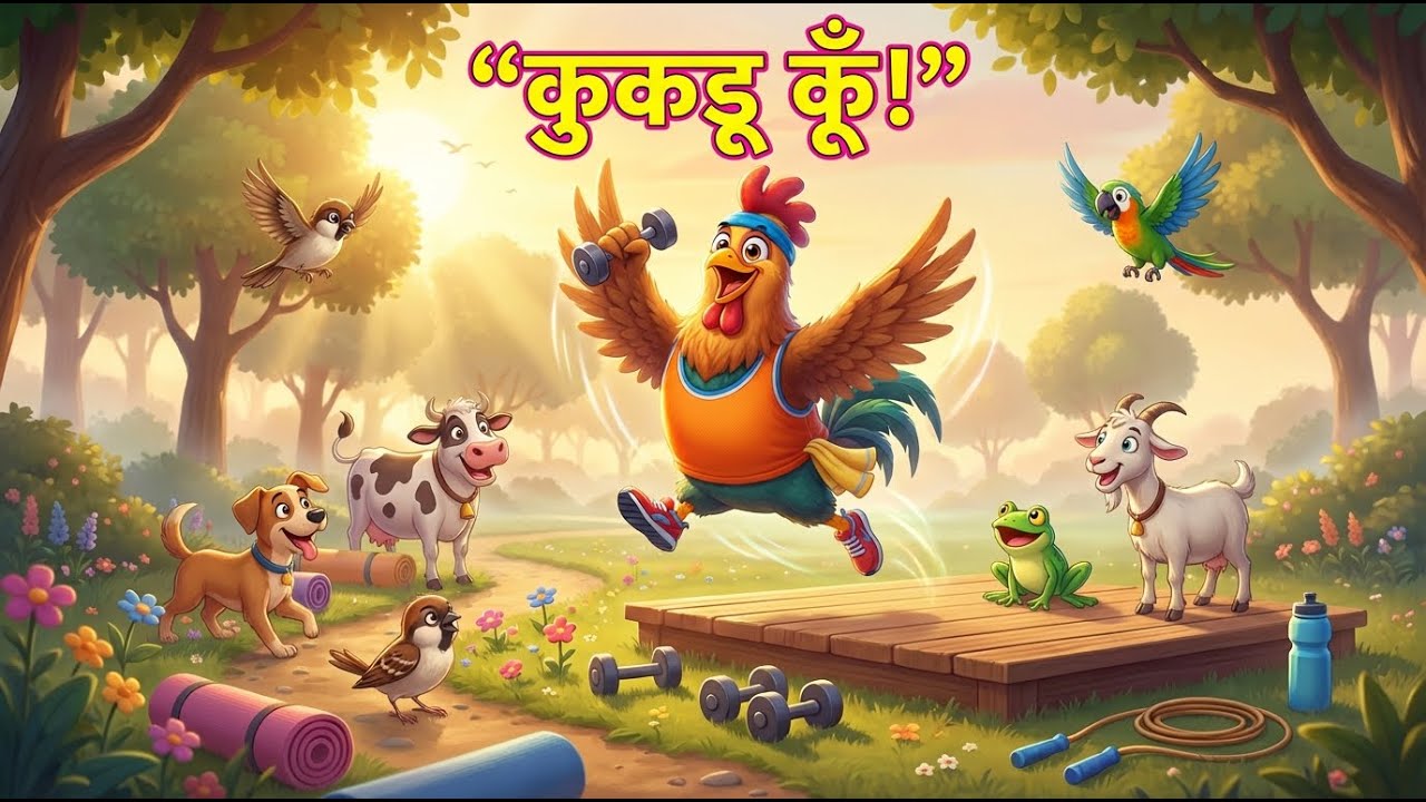 🐓 Kukdoo Koo Hindi Rhyme | 🐓 Hindi Poems & Rhyme | कुकड़ू कूँ | 🐾 Hindi Animal Sounds 🐱🐶🐄🐸🦜