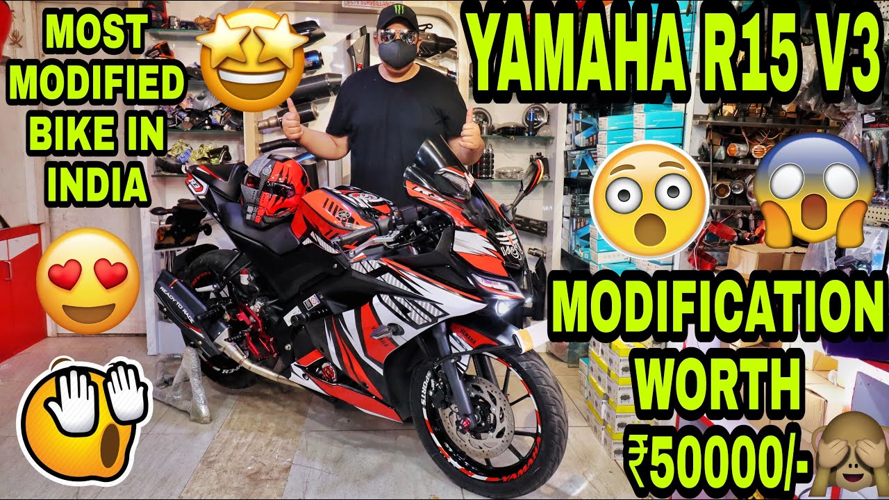 Most Modified YAMAHA R15 V3 with Accessories Installed Worth Rs 50000/- 😲 | Bike Modification | PGX