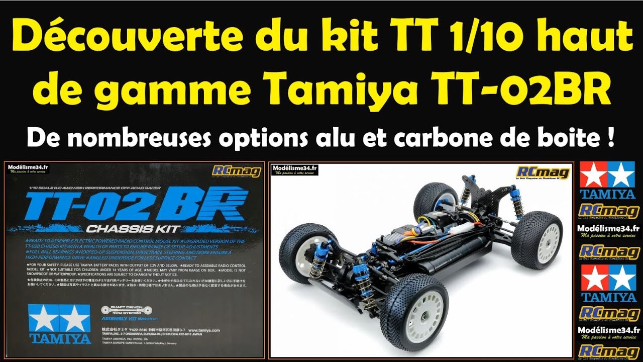 Découverte du kit TT 1/10 haut de gamme Tamiya TT-02BR avec de nombreuses options alu et barbone