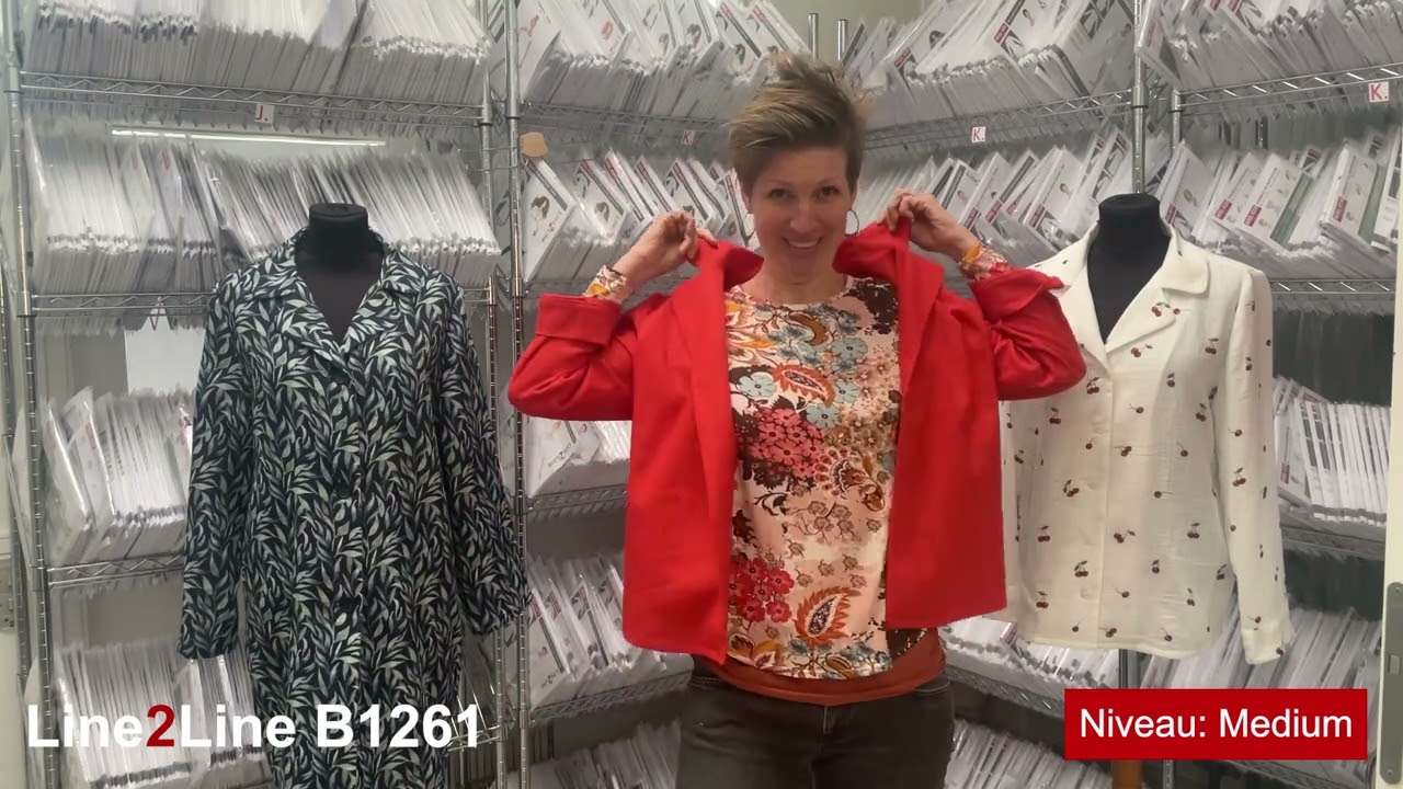 Sy din egen Skjorte med revers og manchetter i Line2Line B1261 - Til fast stof
