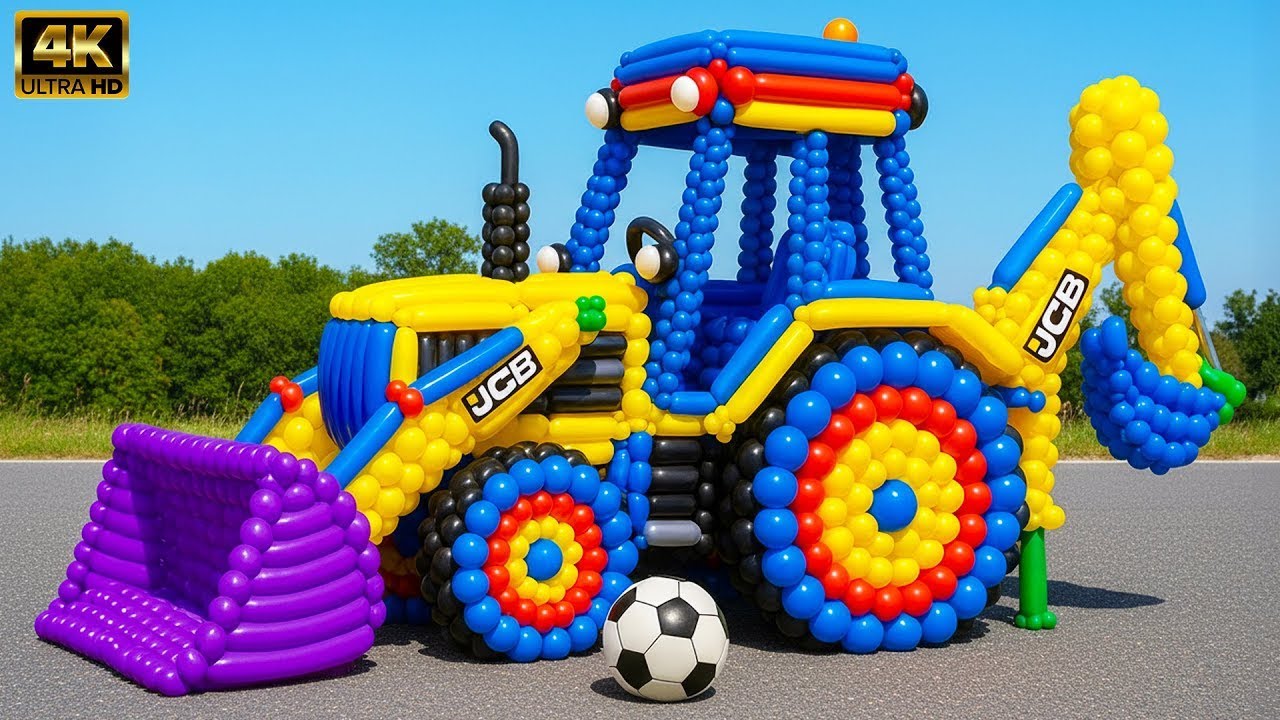 The mascot vibrato assistant JCB and Tractor placed on the football field is popular, co produced
