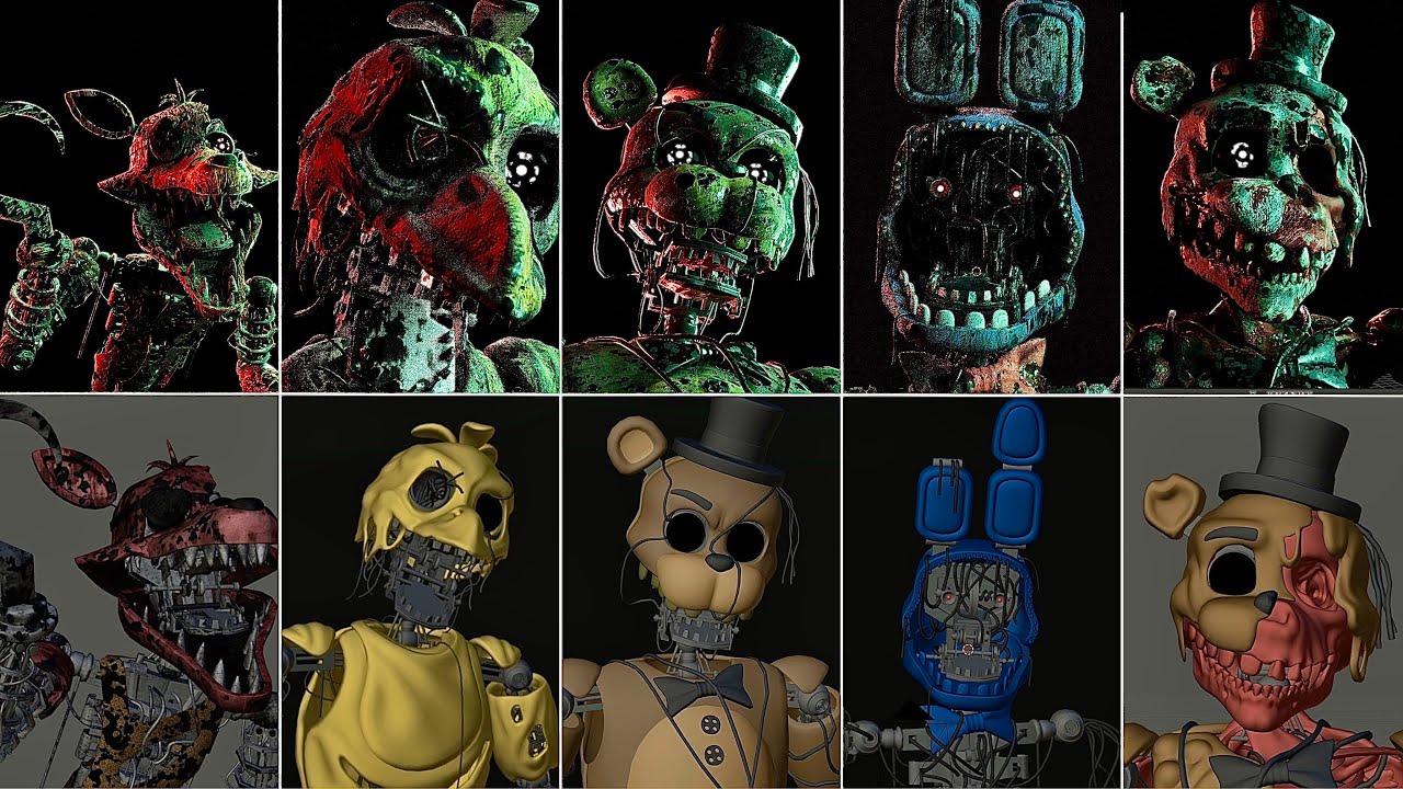 FNAF The Joy of Creation : All Animatronic Models BEHIND THE SCENES & FULL BRIGHT Models (Showcase)