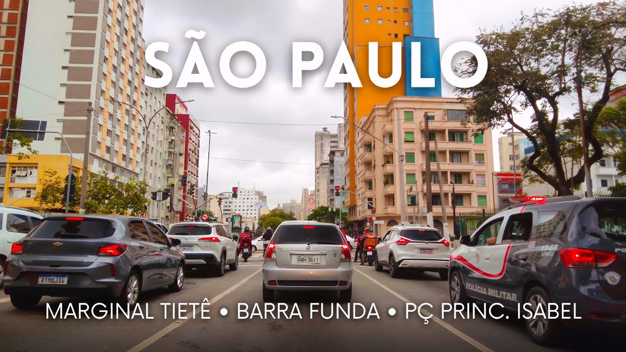 🇧🇷 Marginal Tietê, Barra Funda e Praça Princesa Isabel em São Paulo 4K
