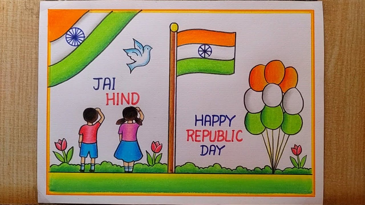 Republic Day drawing easy| Republic day poster drawing| Happy Republic day drawing| Indian Flag