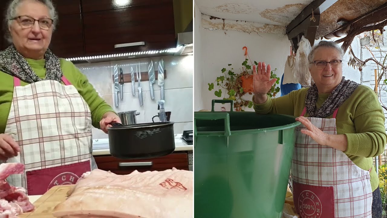Bunica va arăta cum se pregătește slănina pentru saramură înainte de a afuma