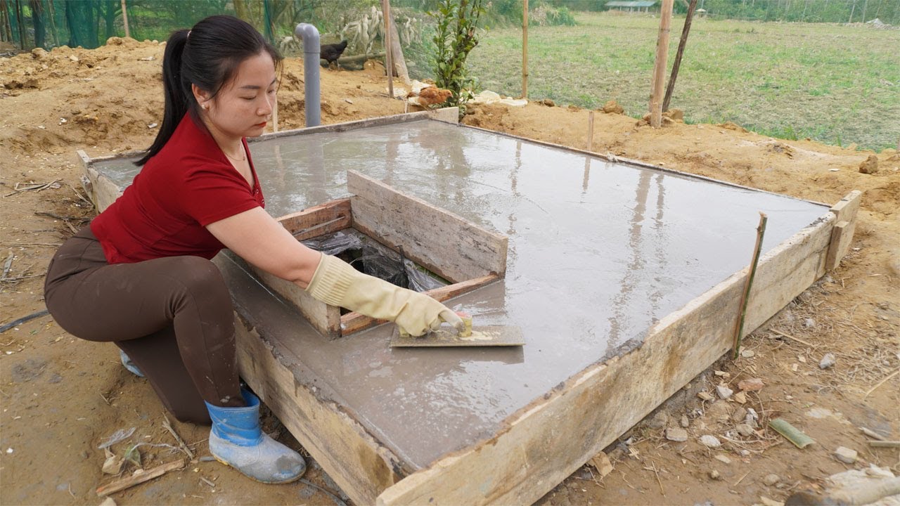 Girl Build The Most Secret Underground $5000 Bunker in Her Backyard - Finish Concrete Iron Frame